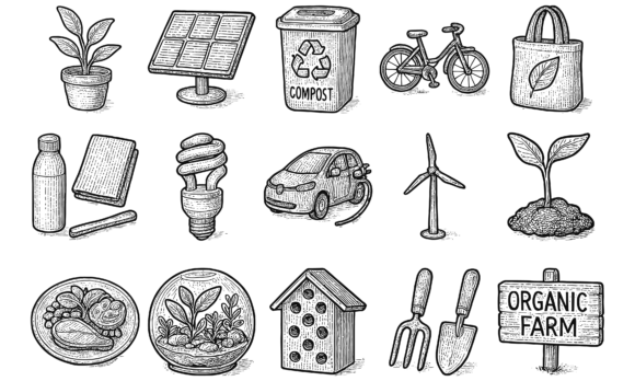 Download Hand Drawn Eco Sustainability Icons Pack - Sustainability Collection