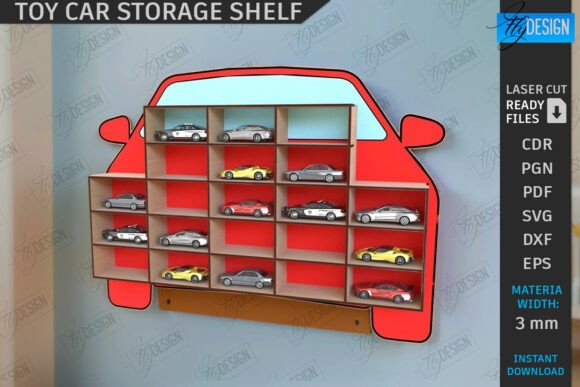 Download Toy Car Storage Shelf Laser Cut | CNC - Toy car Collection