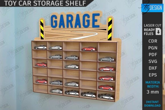 Download Toy Car Storage Shelf Laser Cut | CNC - Toy car Collection