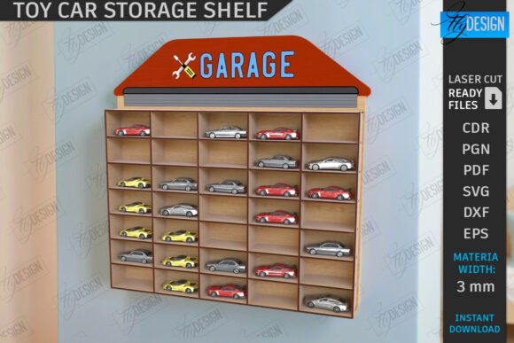 Download Toy Car Storage Shelf Laser Cut | CNC - Toy car Collection