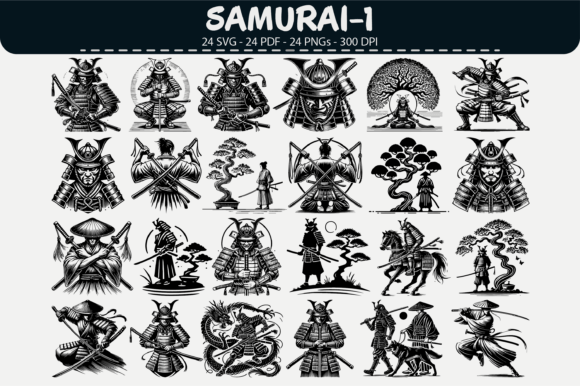 Download Samurai Vector Clipart – 24 Designs - Samurai Collection