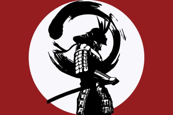 Download Samurai Standing on Sunrise Silhouette - Samurai Collection