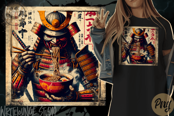 Download Samurai Eating Ramen Vintage Japanese - Samurai Collection