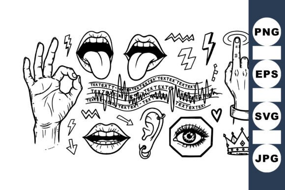 Download Edgy Black Outline Doodle Set - Premium Resources